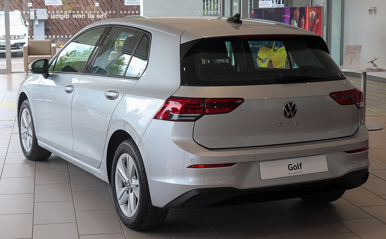 The back of the same hatchback, showing the trunk (tailgate), rear lights and license plate